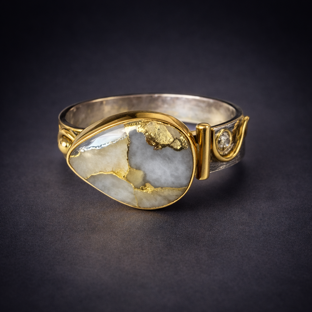 Teardrop Ring - Gold in White Quartz