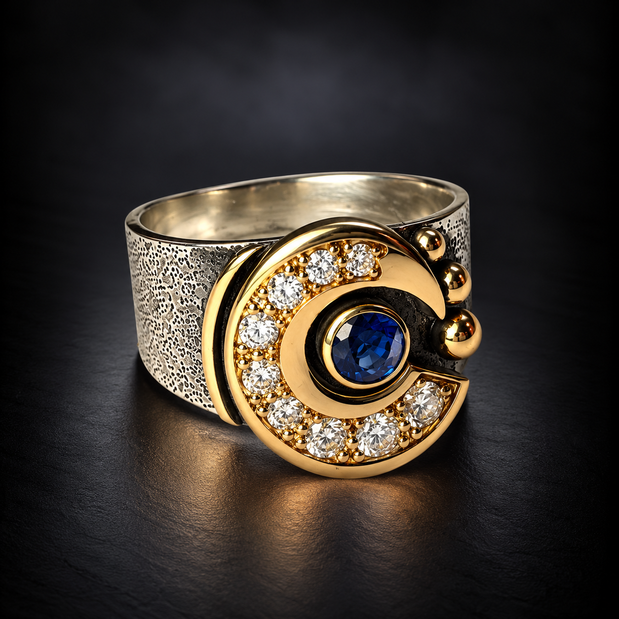 Textured Gold Sapphire Statement Ring.png