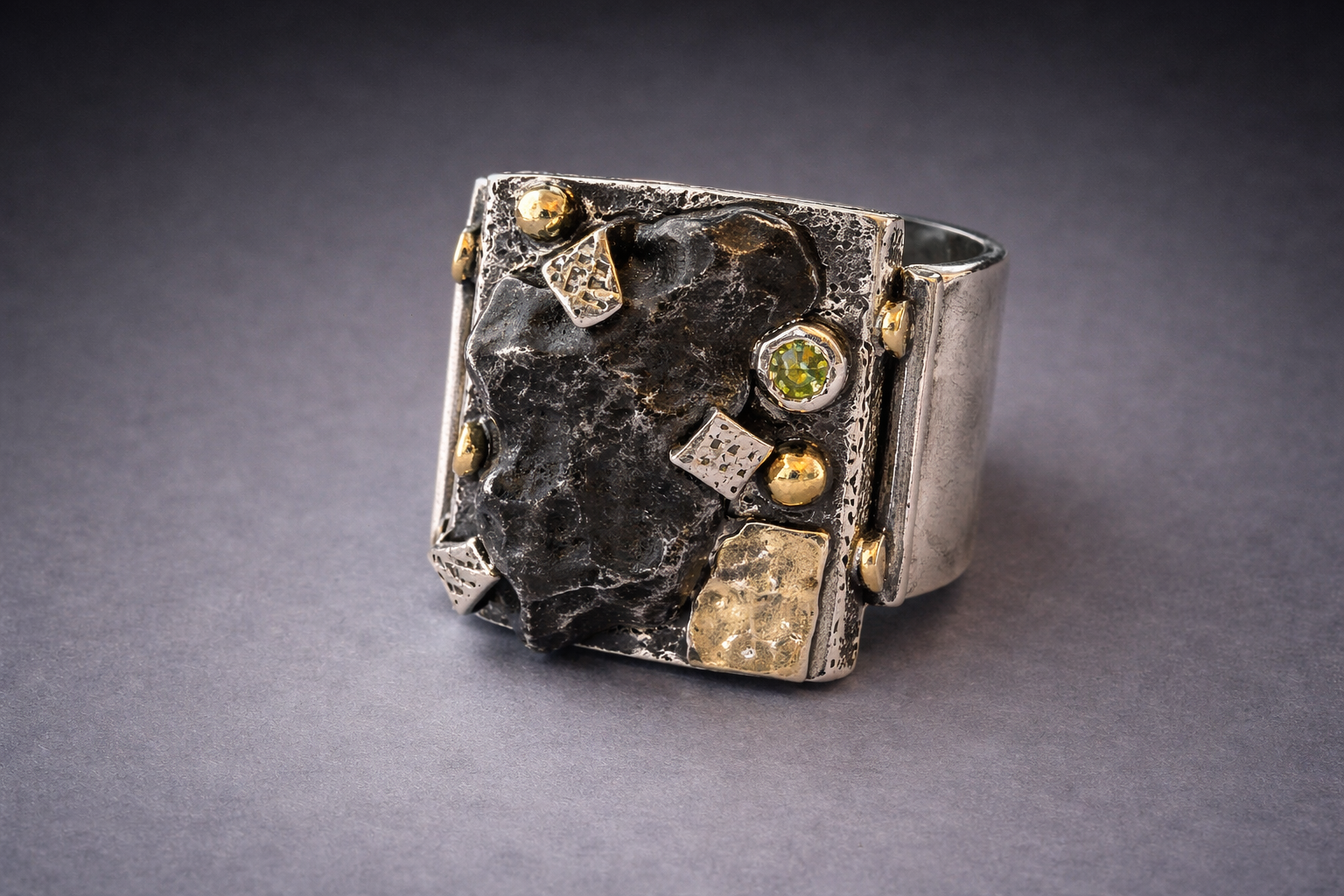 Space Elegance Ring - Meteorite and Diamond - II