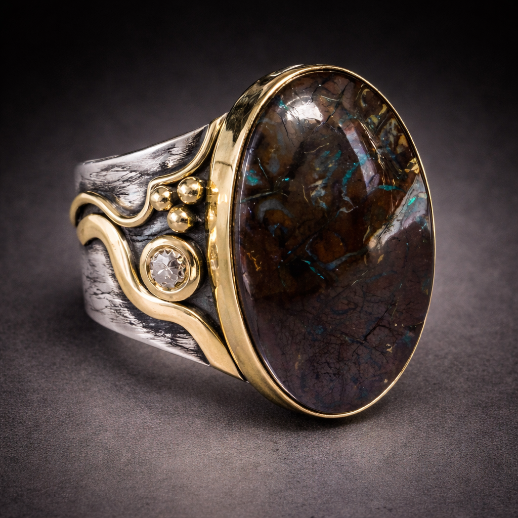Boulder Opal Solid Ring