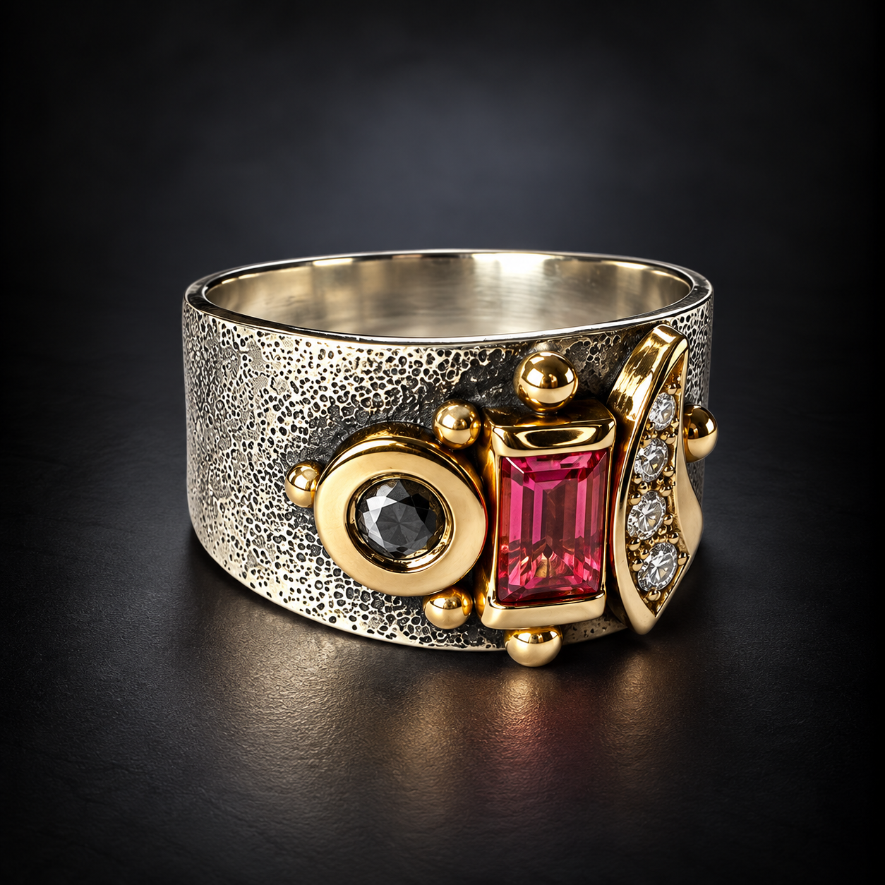 Textured Silver and Gold Gemstone Ring.png