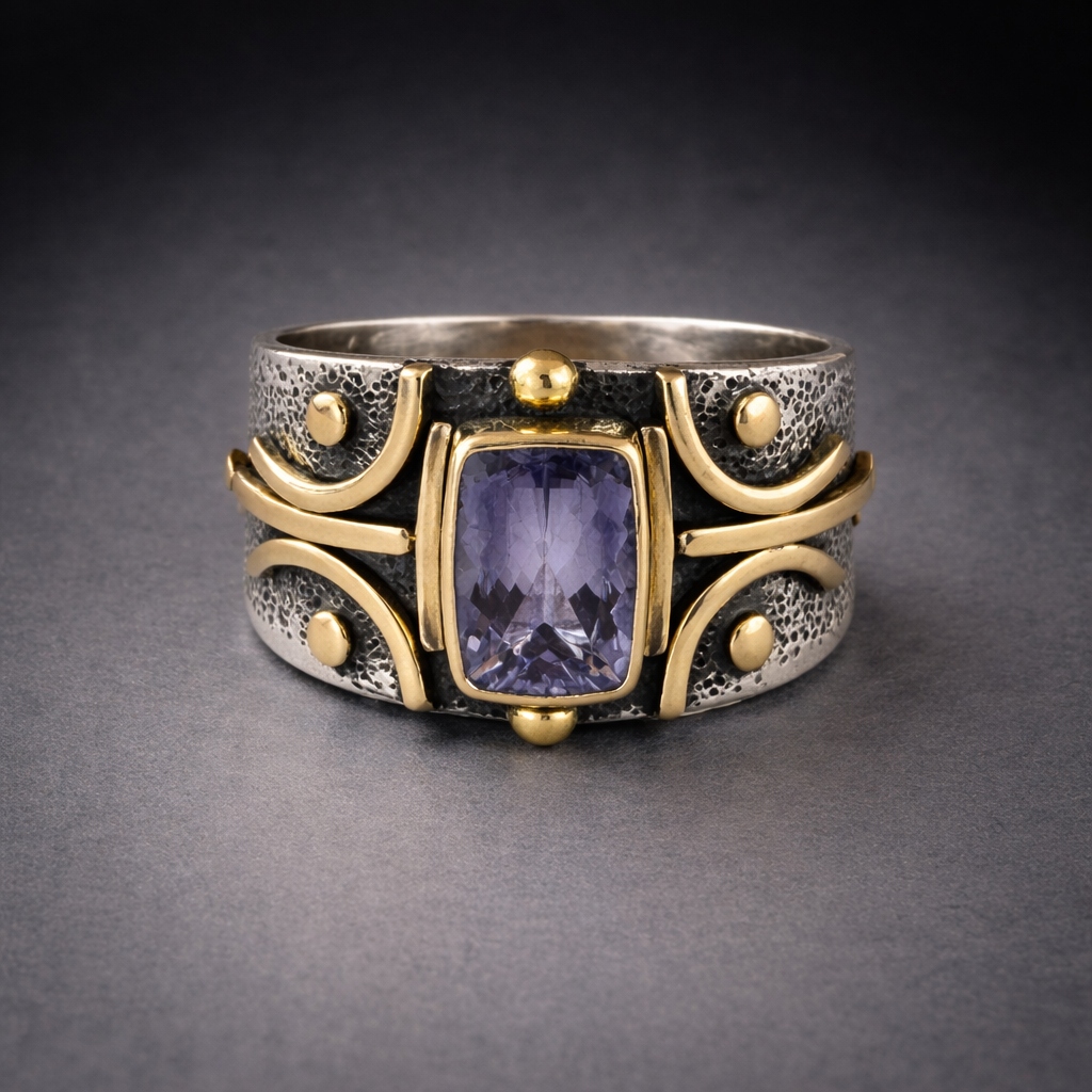 Scroll Ring with Tanzanite