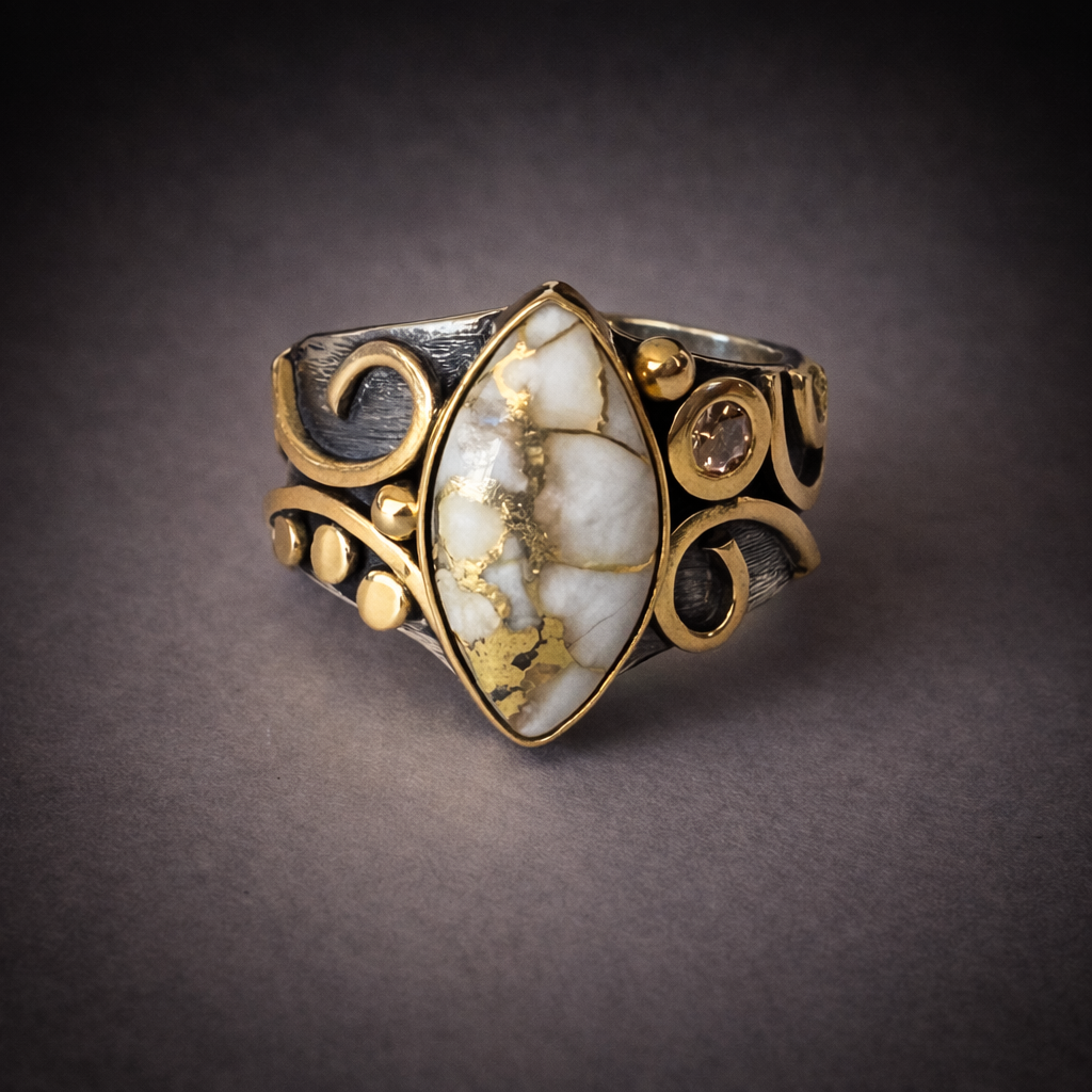 Marquis Gold in Quartz Ring II