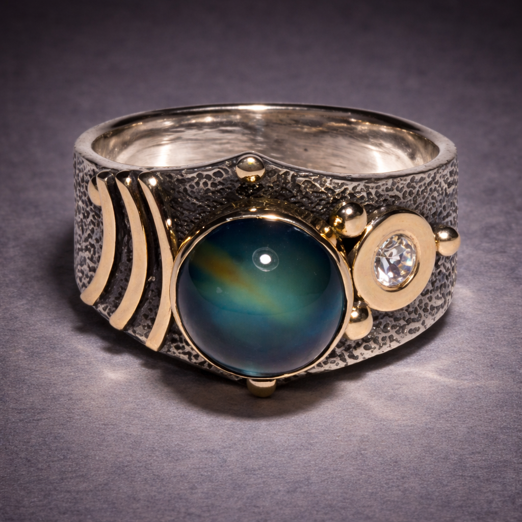 Rainbow Moonstone Arcs Ring