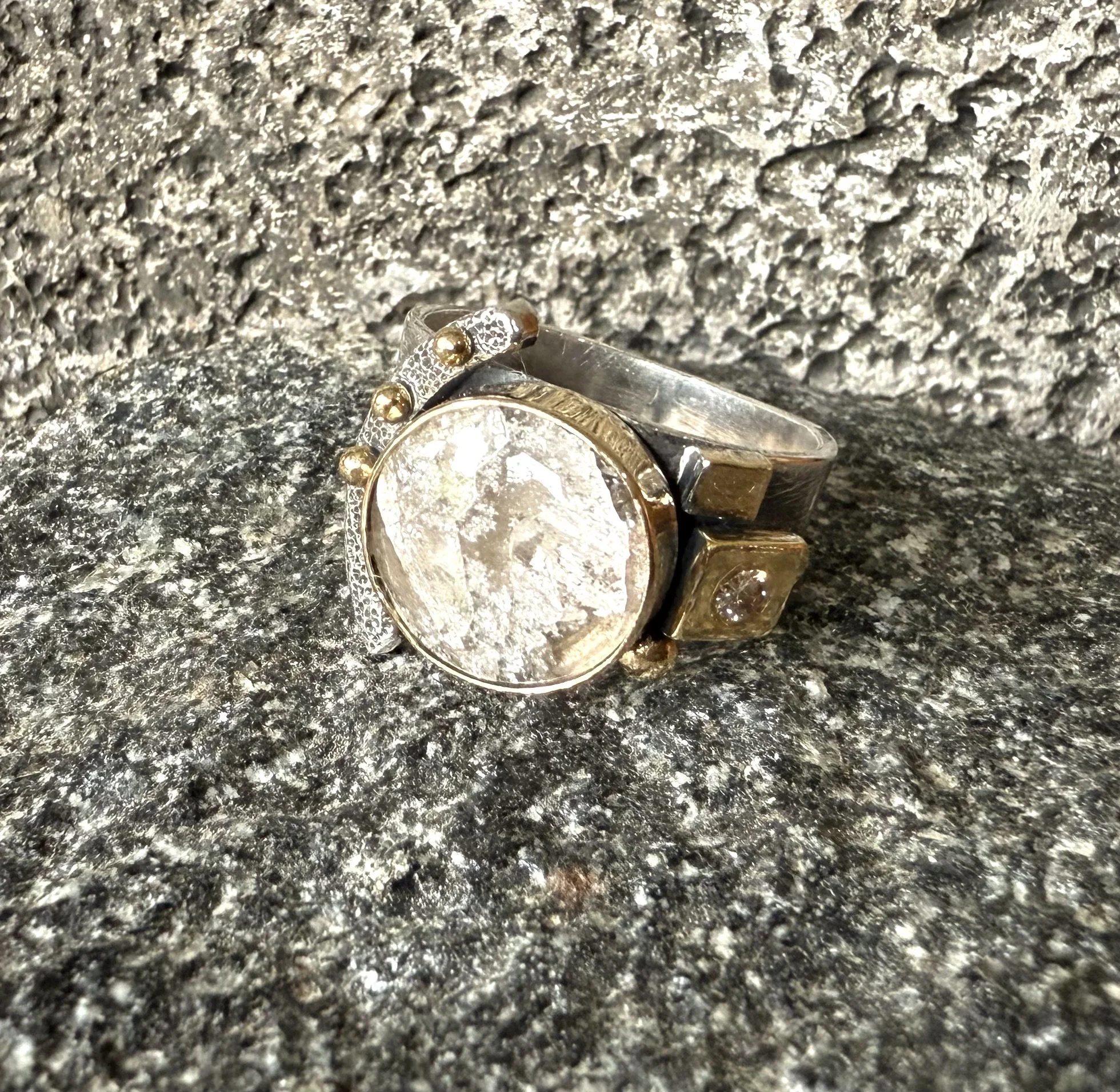 Silver in Clear Quartz - Euro Ring