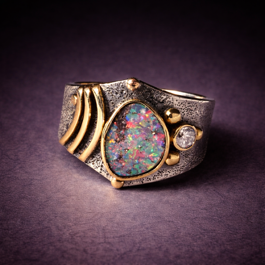 Arcs Ring - Boulder Opal