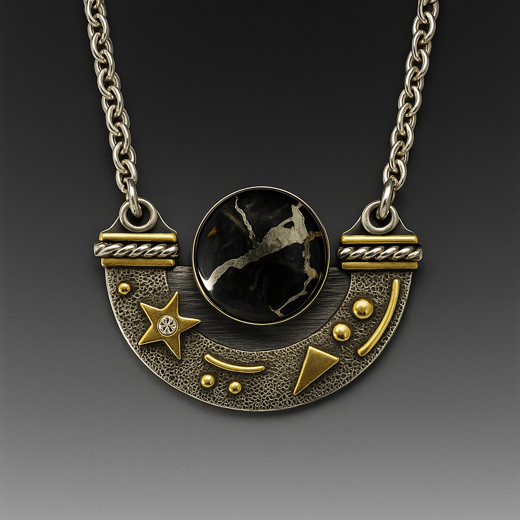 Half Moon Black Quartz Pendant