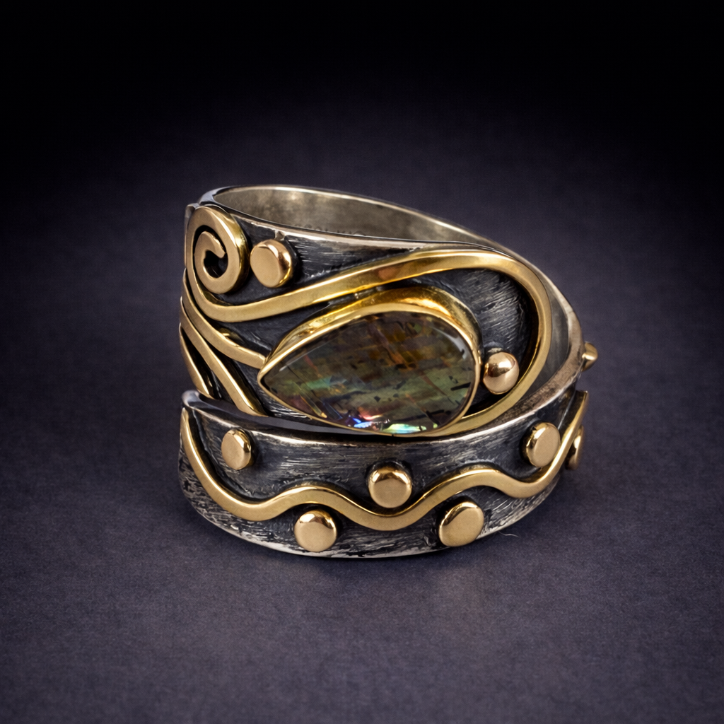 Wrap Ring - Rainbow Lattice Sunstone