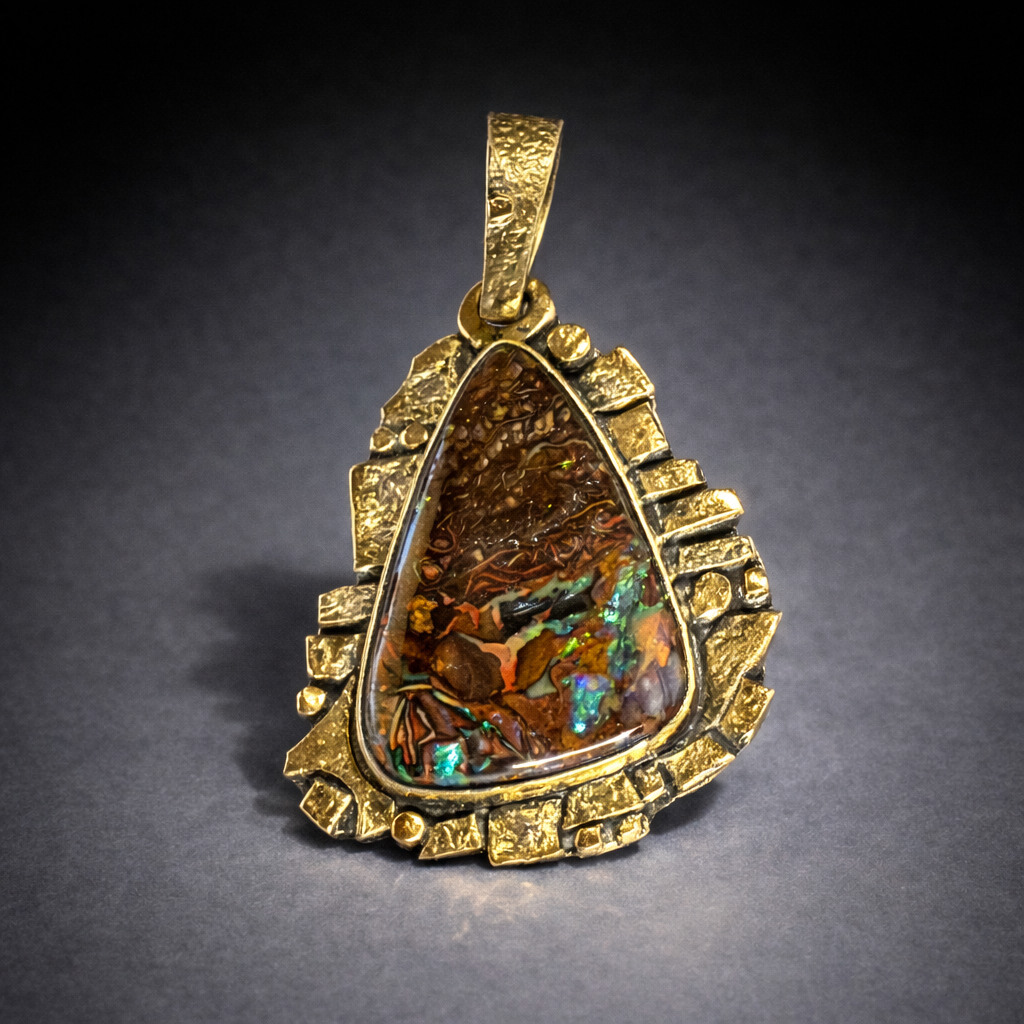 Gold Chip Australian Boulder Opal Pendant