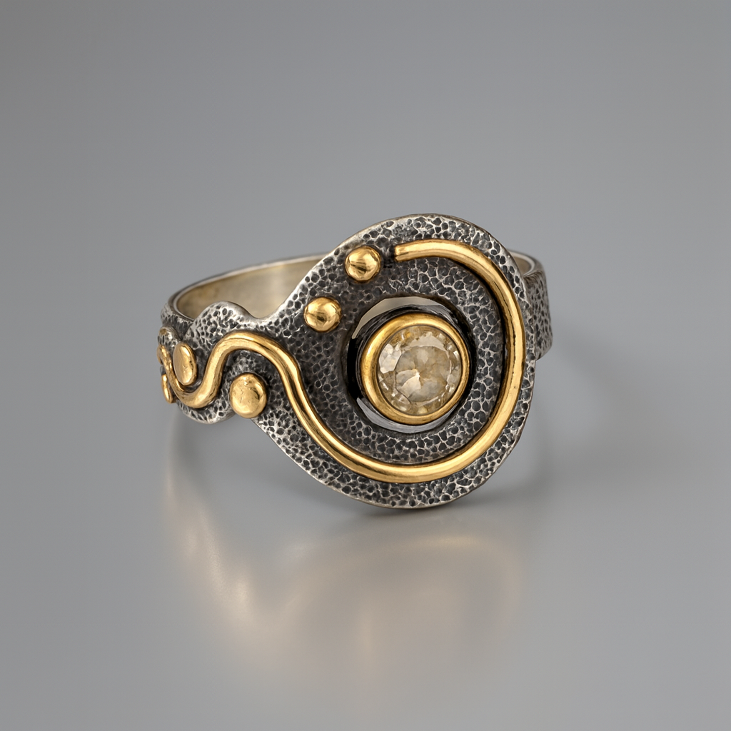 Cognac Diamond Squiggle Ring