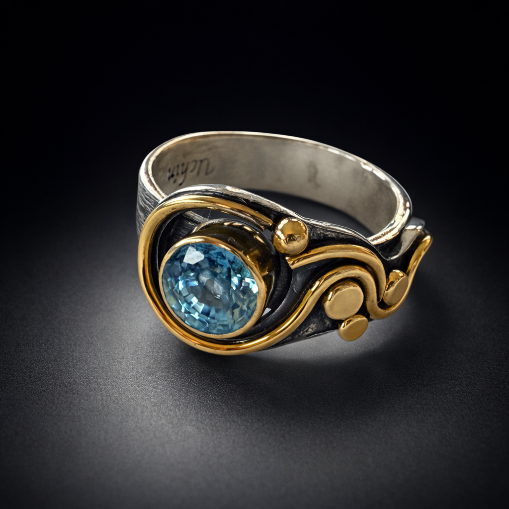 Squiggle Ring- Blue Zircon