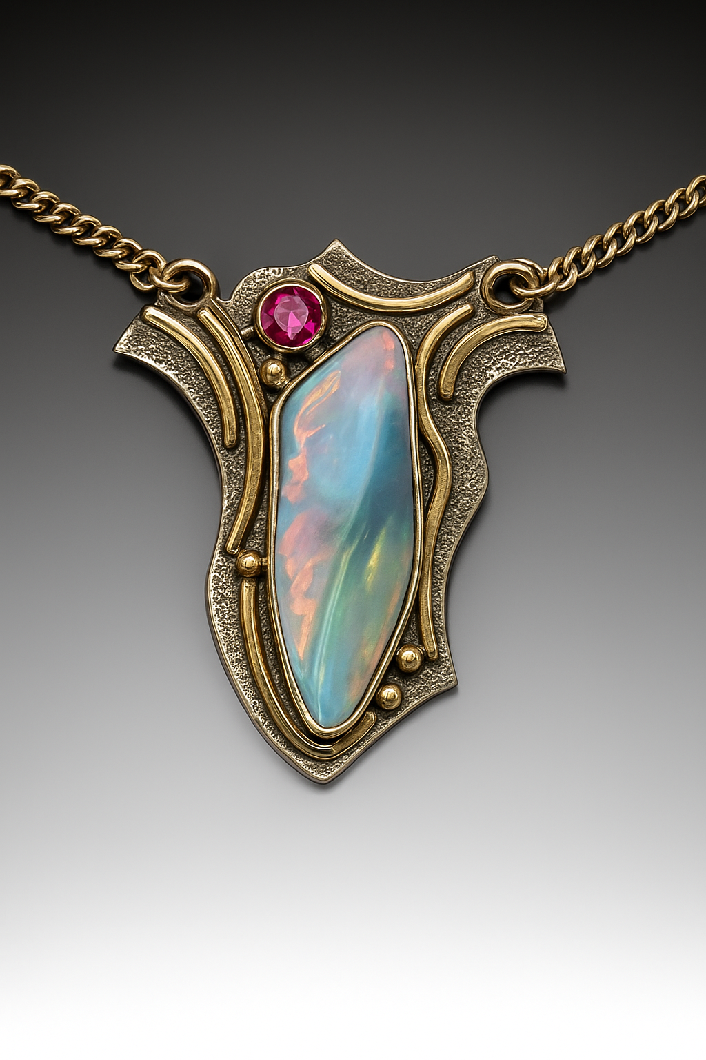 Crystal Opal Mixed Metal Pendant
