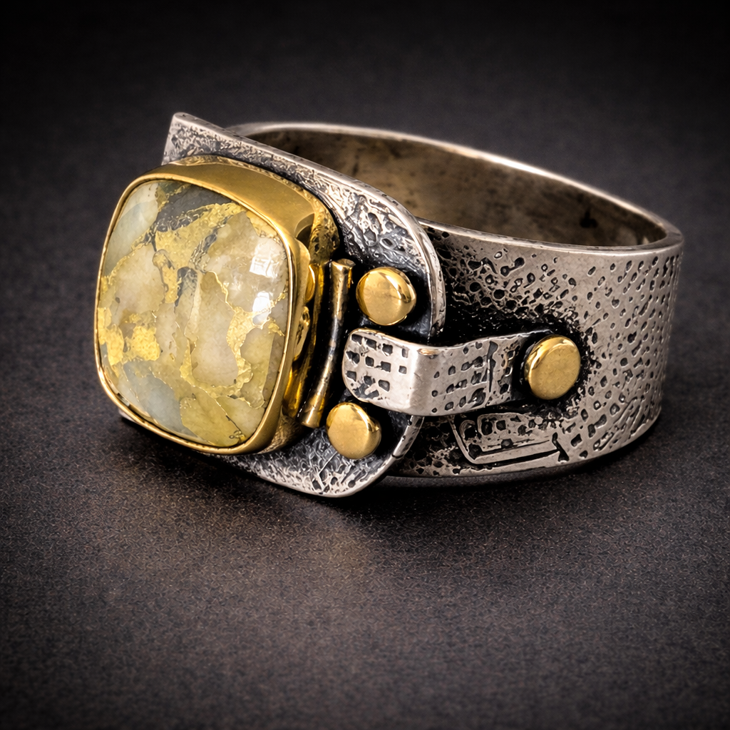 Buckle Ring - White Gold in Quartz