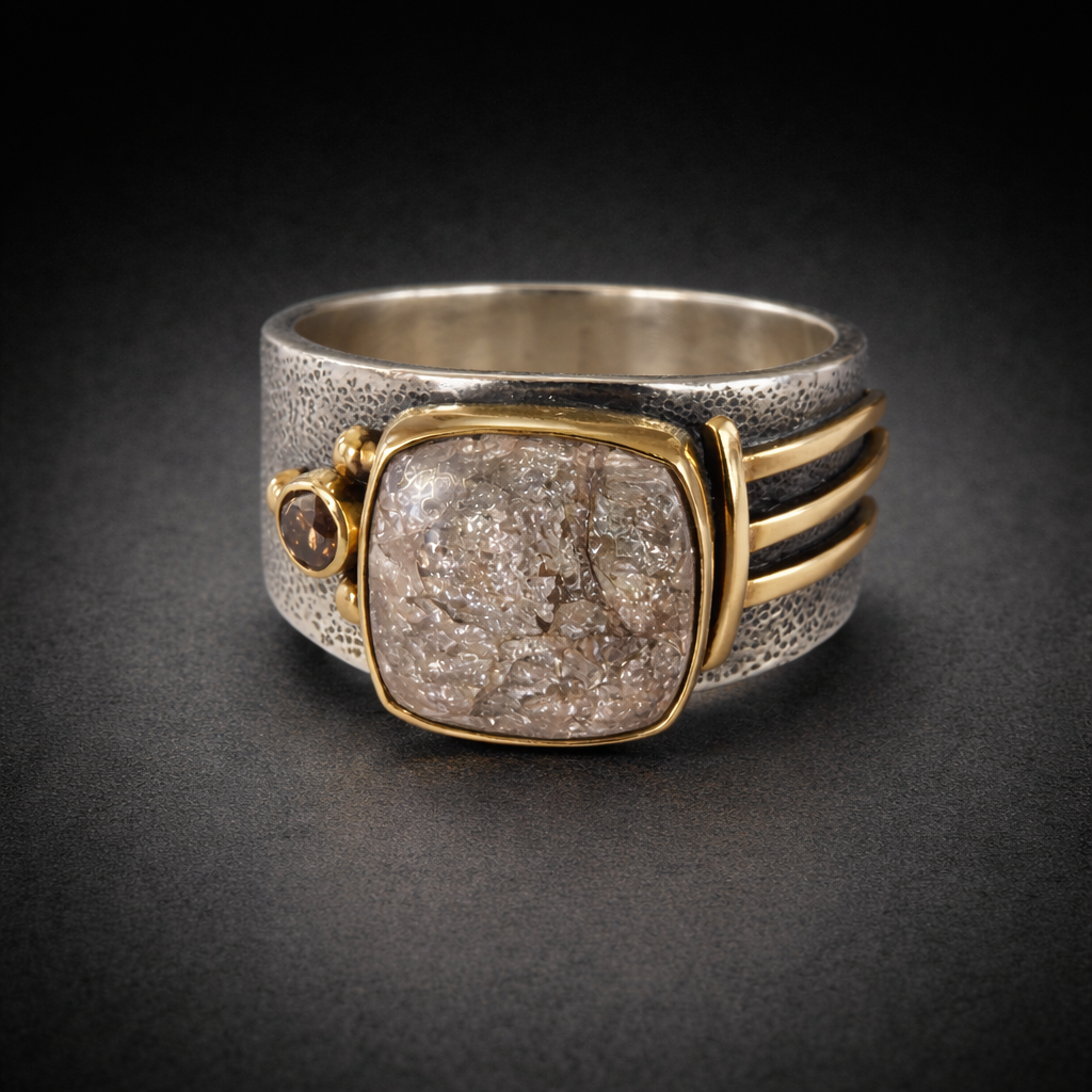 Art Deco Silver in Clear Quartz Ring