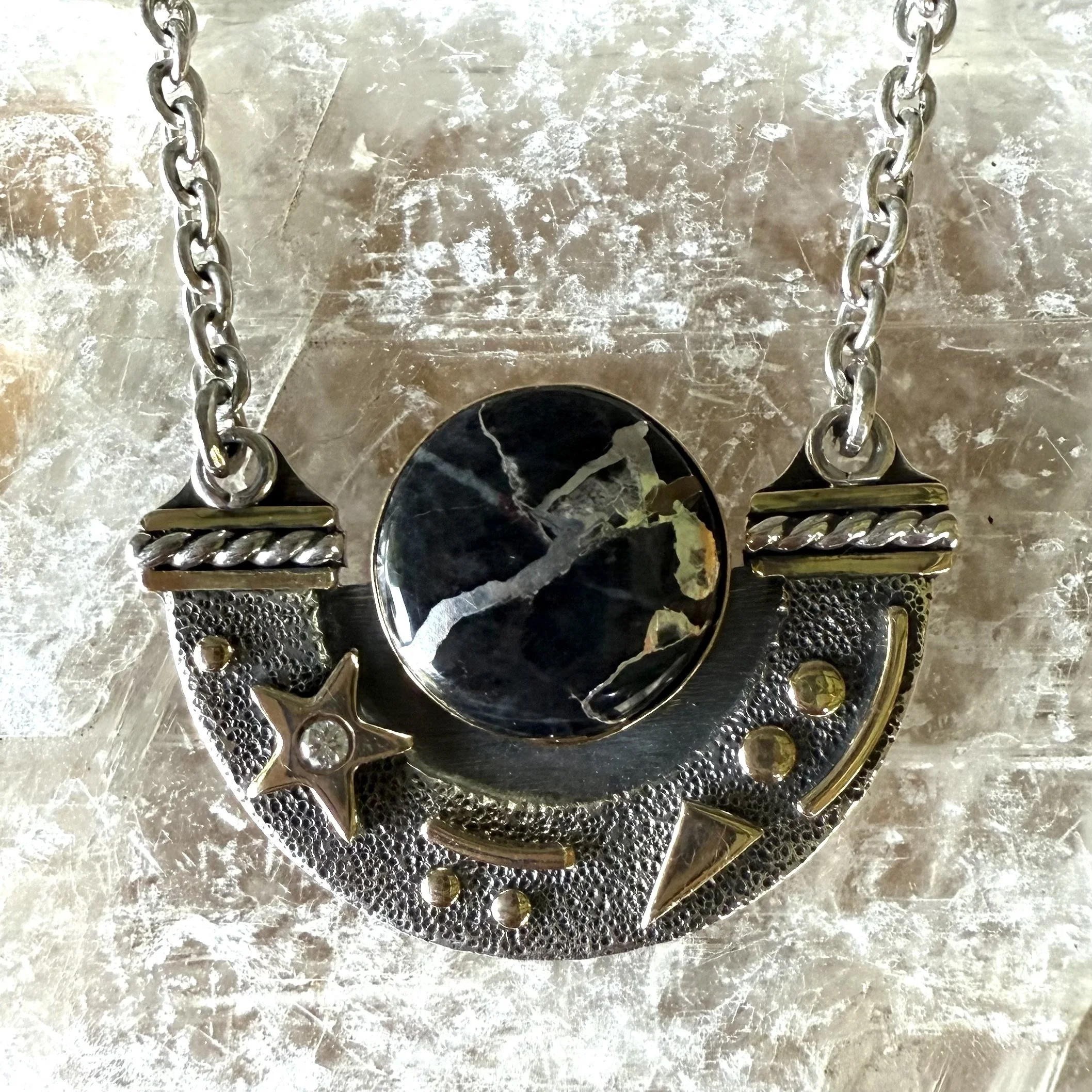 Half Moon Black Quartz Pendant