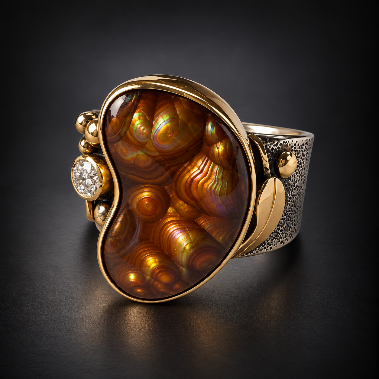 Ornate Iridescent Gemstone Gold Ring.png