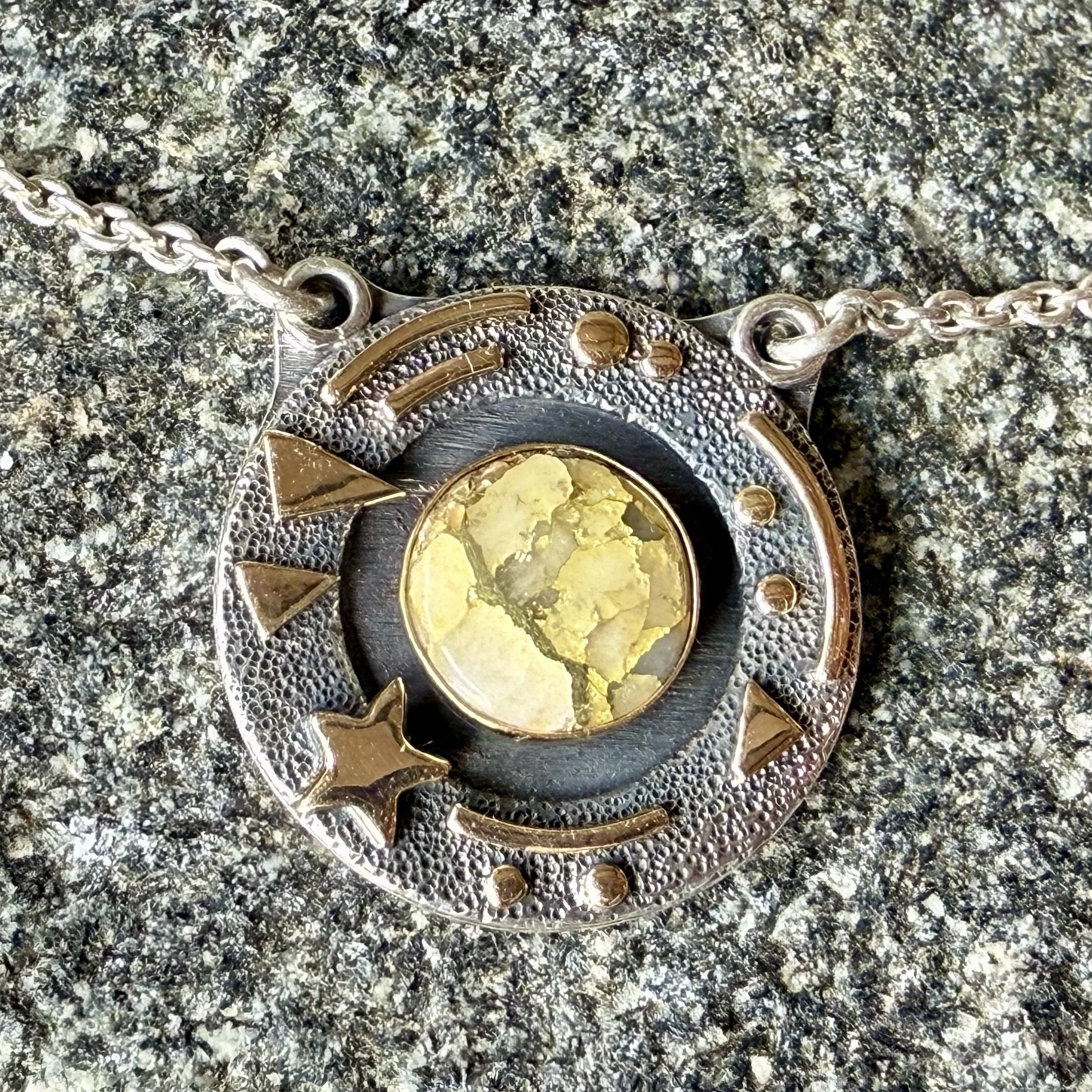 Gold in Quartz celestial pendant