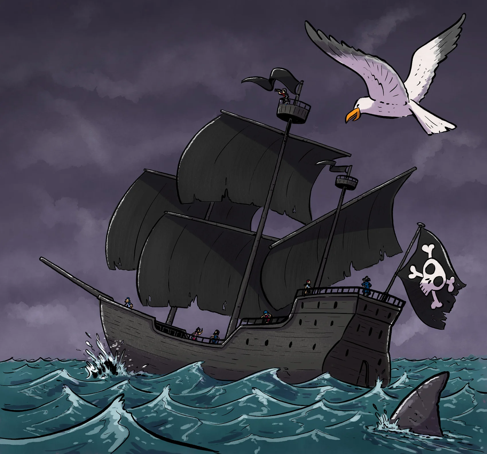 Ship, Shark & Seagull