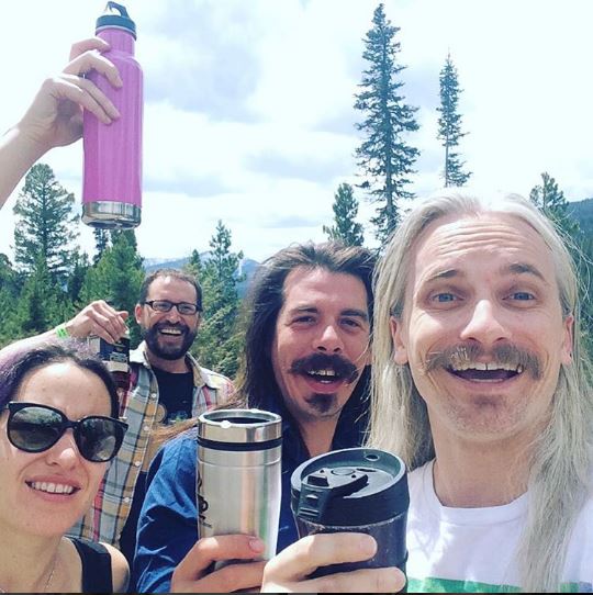 Megafauna great rock band from Austin taking a #WaterBottleSelfie while on tour