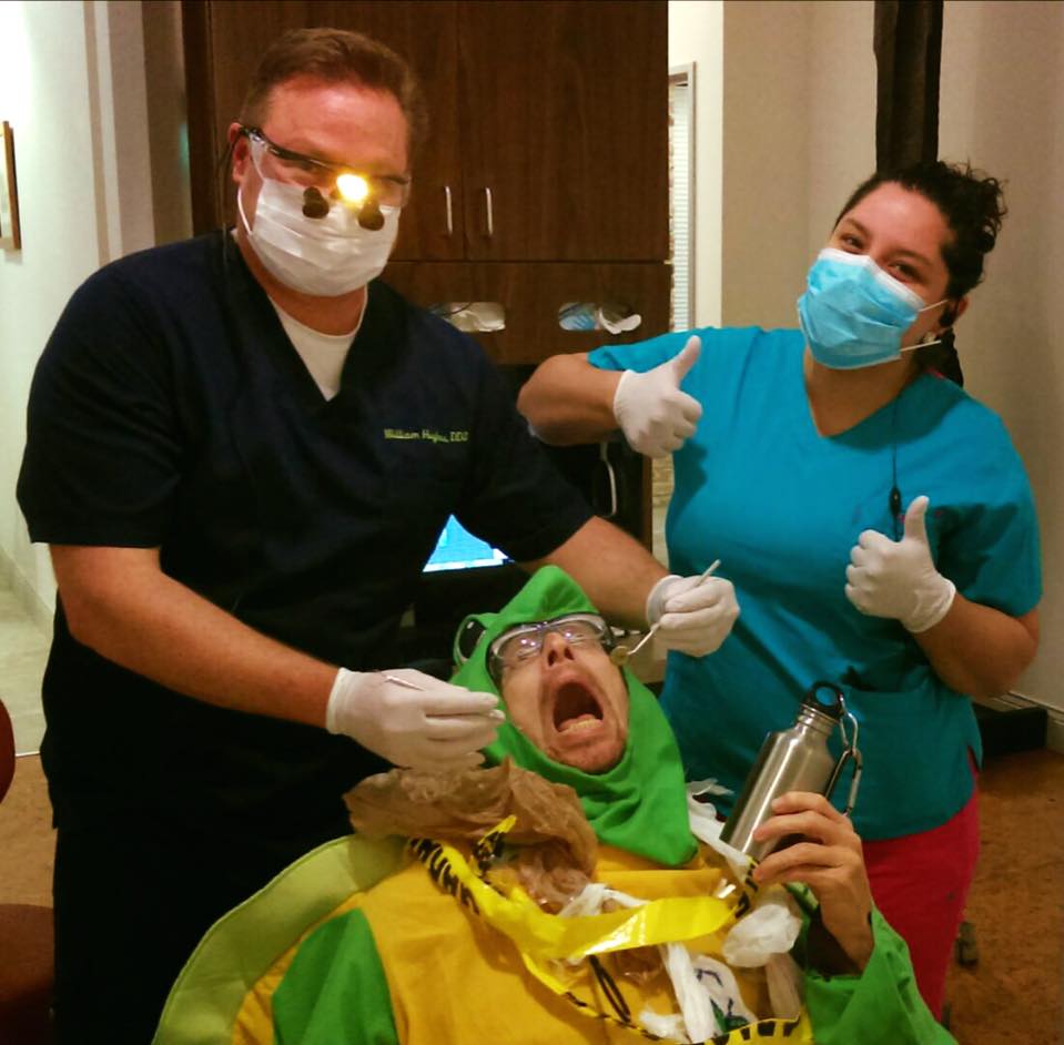 Way dressed as Twioos at Forest Family Dentistry tooth pulled #WaterBottleSelfie