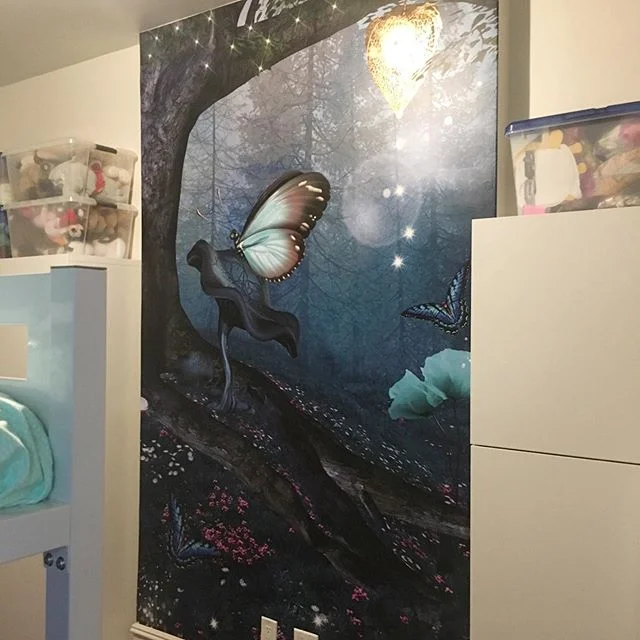 Super psyched on how my daughters wall mural came out! My wife helped me install it in one night. Its a uv print on removable vinyl. 52sqft! #romancreativenyc