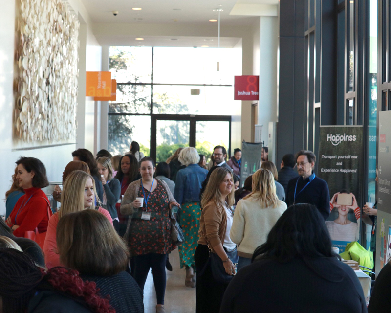 Guests visiting exhibitor displays