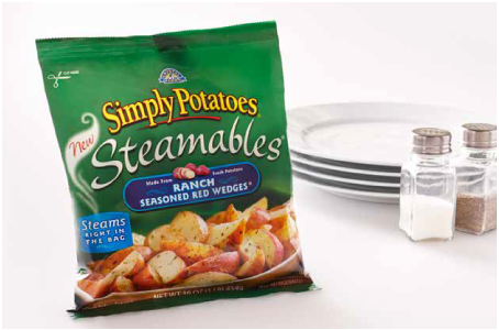 SIMPLY POTATOES® STEAMABLES® For years, consumers have had a hearty appetite for Simply Potatoes,® the popular refrigerator-to-table solution that offered convenience and short prep times without sacrificing flavor.
