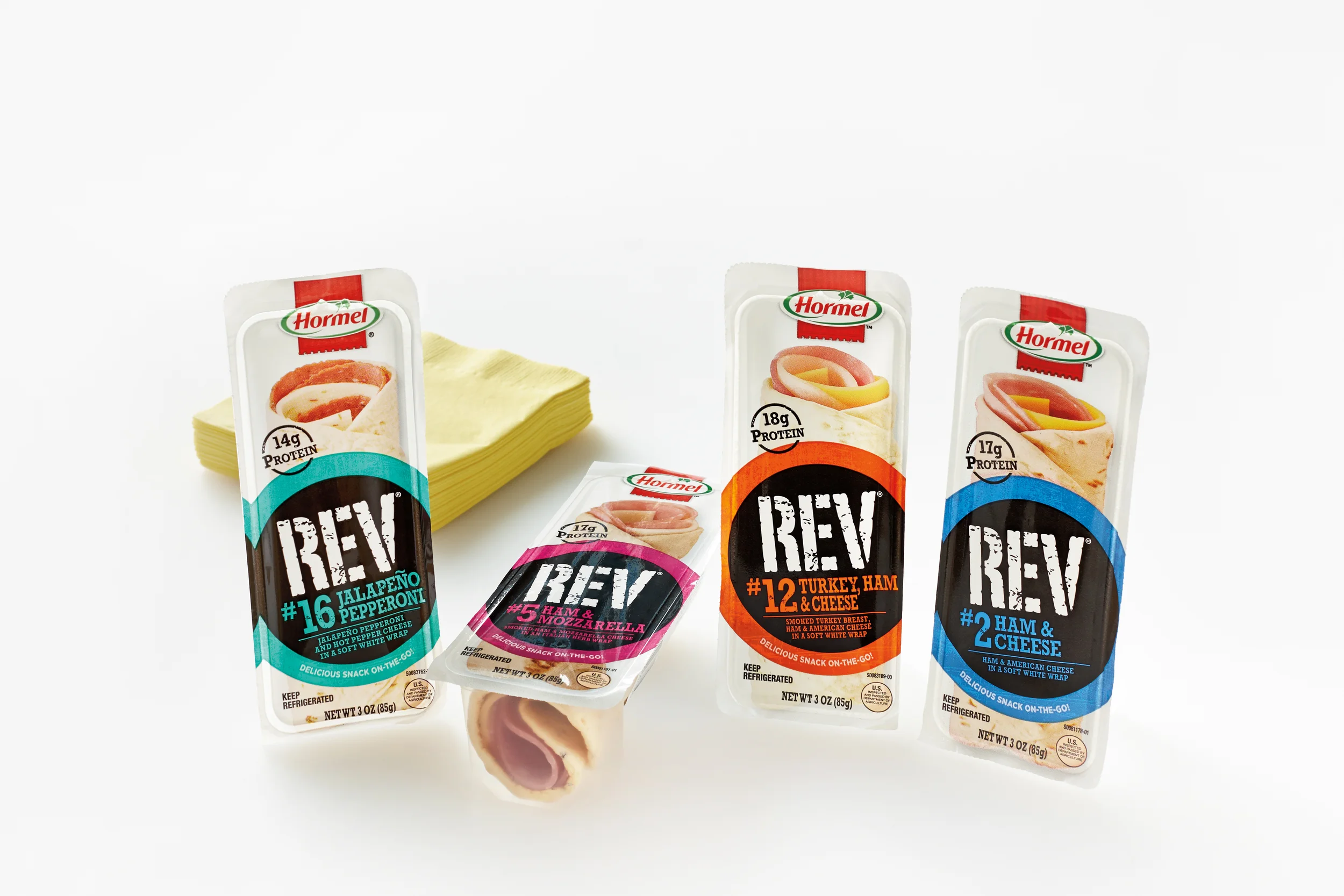 HORMEL® REV® WRAPS Introducing a new product category. Hormel launched a new product category in 2013 with REV® Wraps—a healthy snack alternative that provides energy on the go.