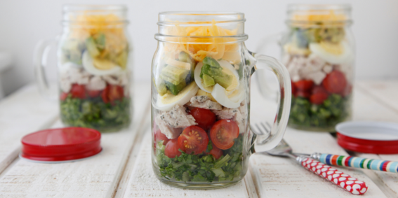 Cobb Salad in a Jar (umm… amazing use for mason jars!)