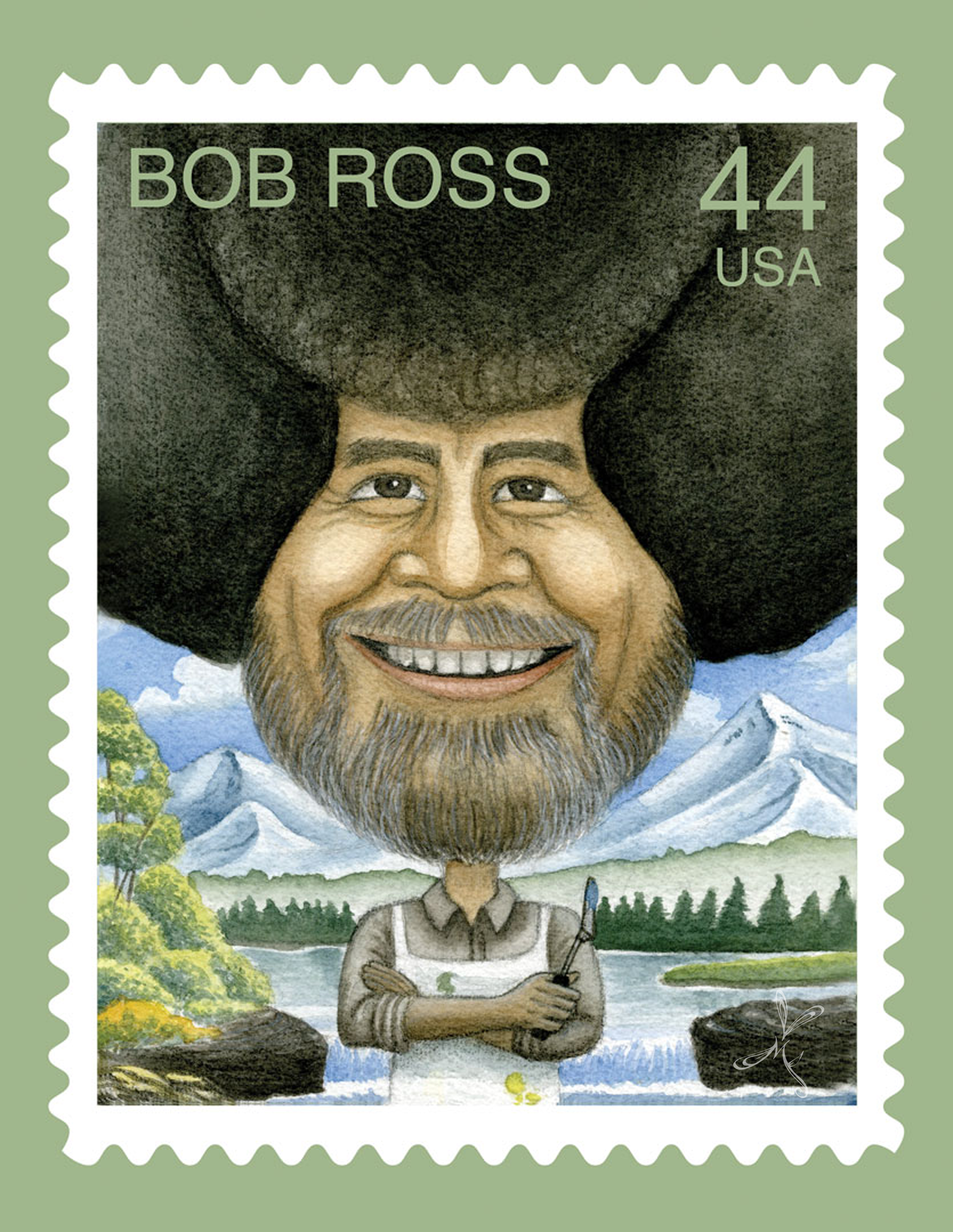 Bob Ross Stamp