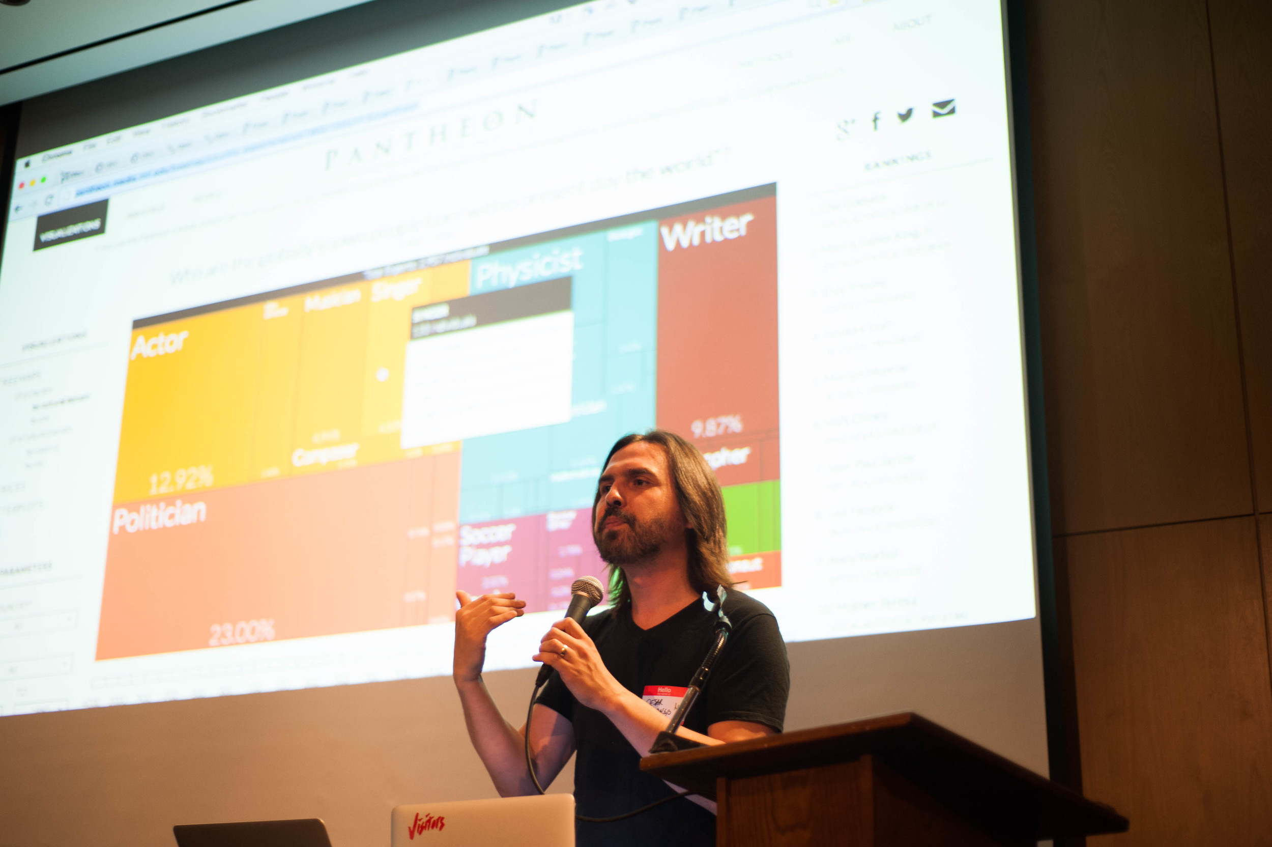 César A. Hidalgo, Assistant Professor at the MIT Media Lab presents an analog. Photo Credit: Tiffany Knight / IDEO