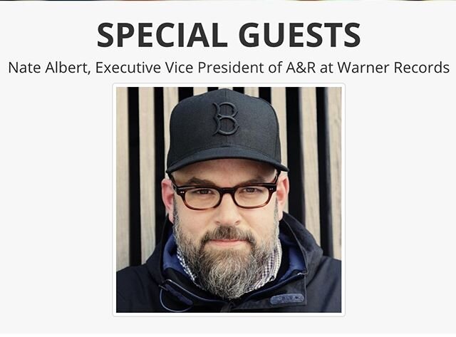 @brunchwork is hosting Warner Records A&amp;R EVP Nate Albert TODAY from 4.45pm - 6.00pm EDT. He has overseen artists like Dua Lipa, Earl Sweatshirt, David Guetta, Bebe Rexha, and more. Warner Music Group recently launched the largest IPO in the U.S.