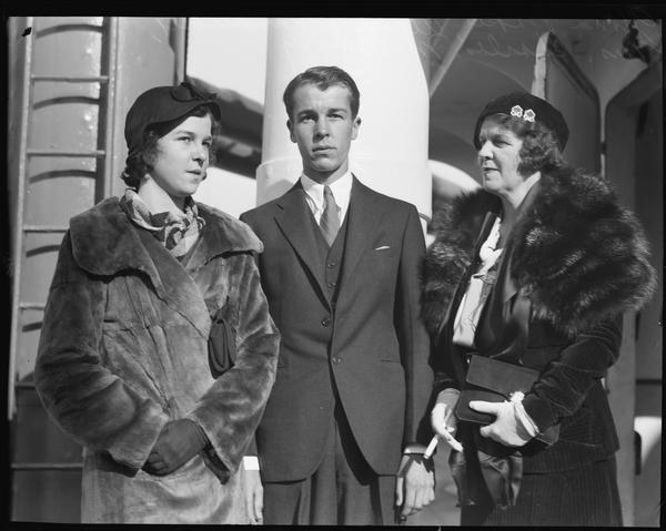 A middle-aged Margaret with two of her children, Gloria Baker and Alfred Vanderbilt