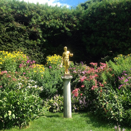 A touch of gold compliments the flowers at the Saint Gaudens National Historic Site