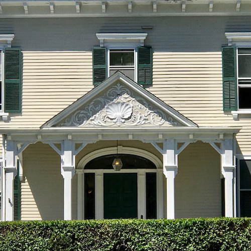 Entry detail of Twin Maples, a GC Mason design cottage from the 1870s