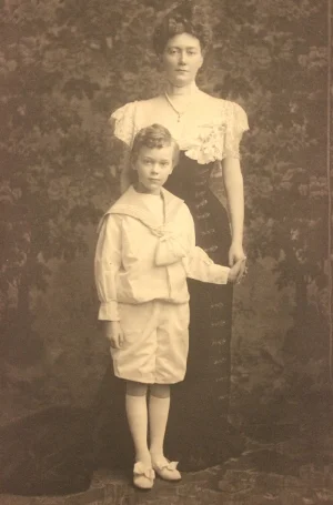 Mrs John Nicholas Brown and her son