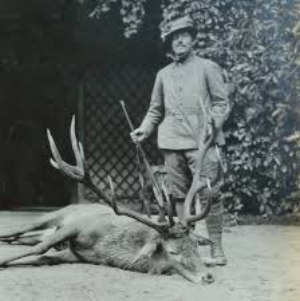 Thomas Cardeza with a stag shot on his game preserve in Austria-Hungary