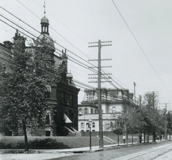 The former Allen residence on Grand Avenue (left)