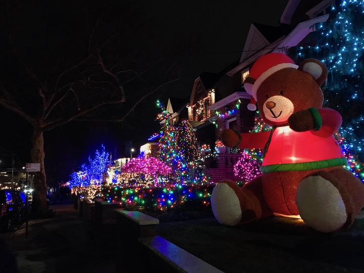 Front yards on 12th Avenue in all their holiday finery
