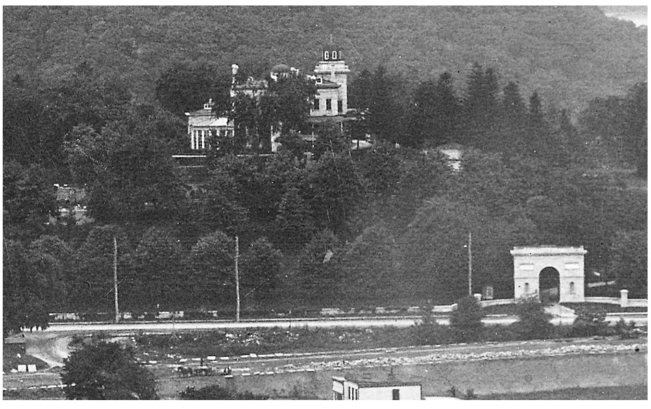 The Seaman-Drake mansion and its marble arch gatehouse