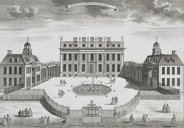 Buckingham House, completed in 1703. It would later be bought by the crown and be enlarged into Buckingham Palace
