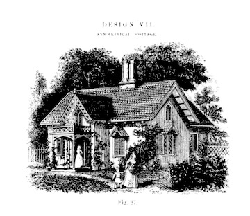 Illustration of a Symmetrical Cottage Design from AJ Downing’s The Architecture of Country Houses