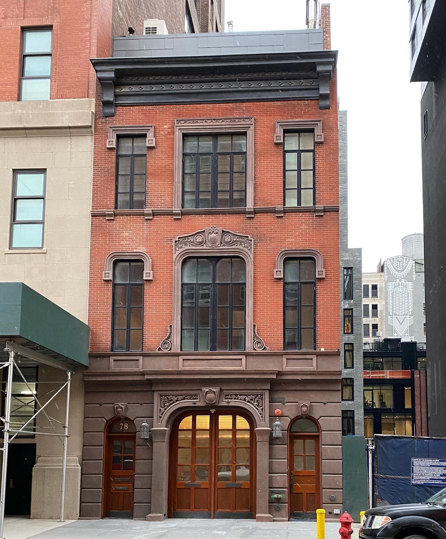 This brick and brownstone building at 78 Morton Street began life in 1864 as a firehouse. Decommissioned in the 1970s during the city&rsquo;s financial crisis it was renovated as a single family residence. #westvillage #historicarchitecture #nyc #fir