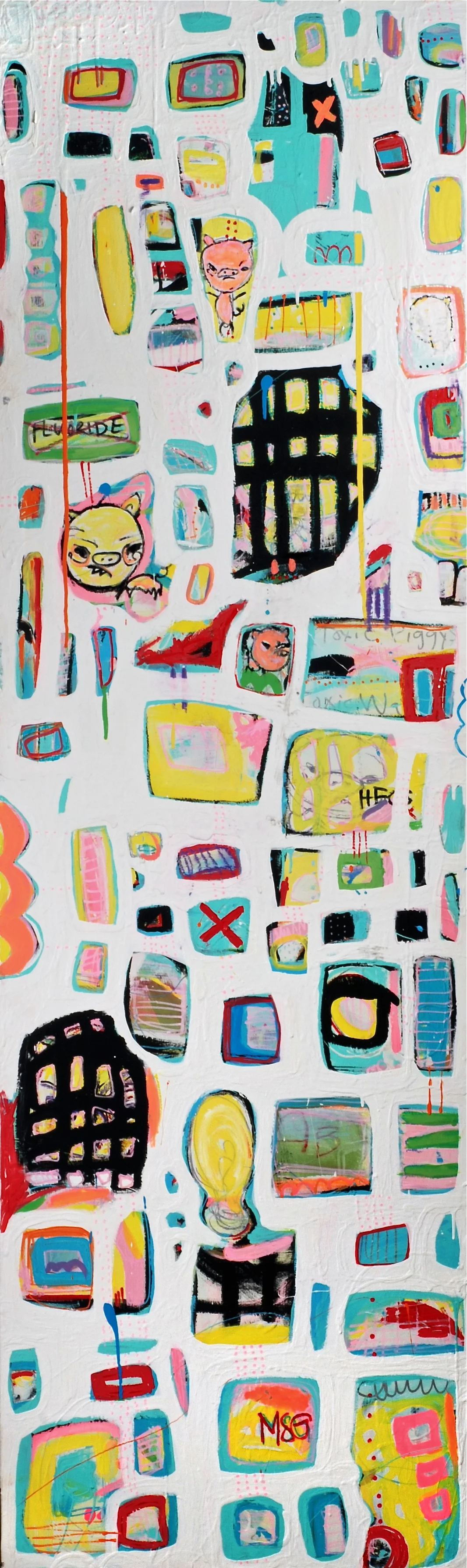 "ABC" acrylic on wood. 96in x 24in 