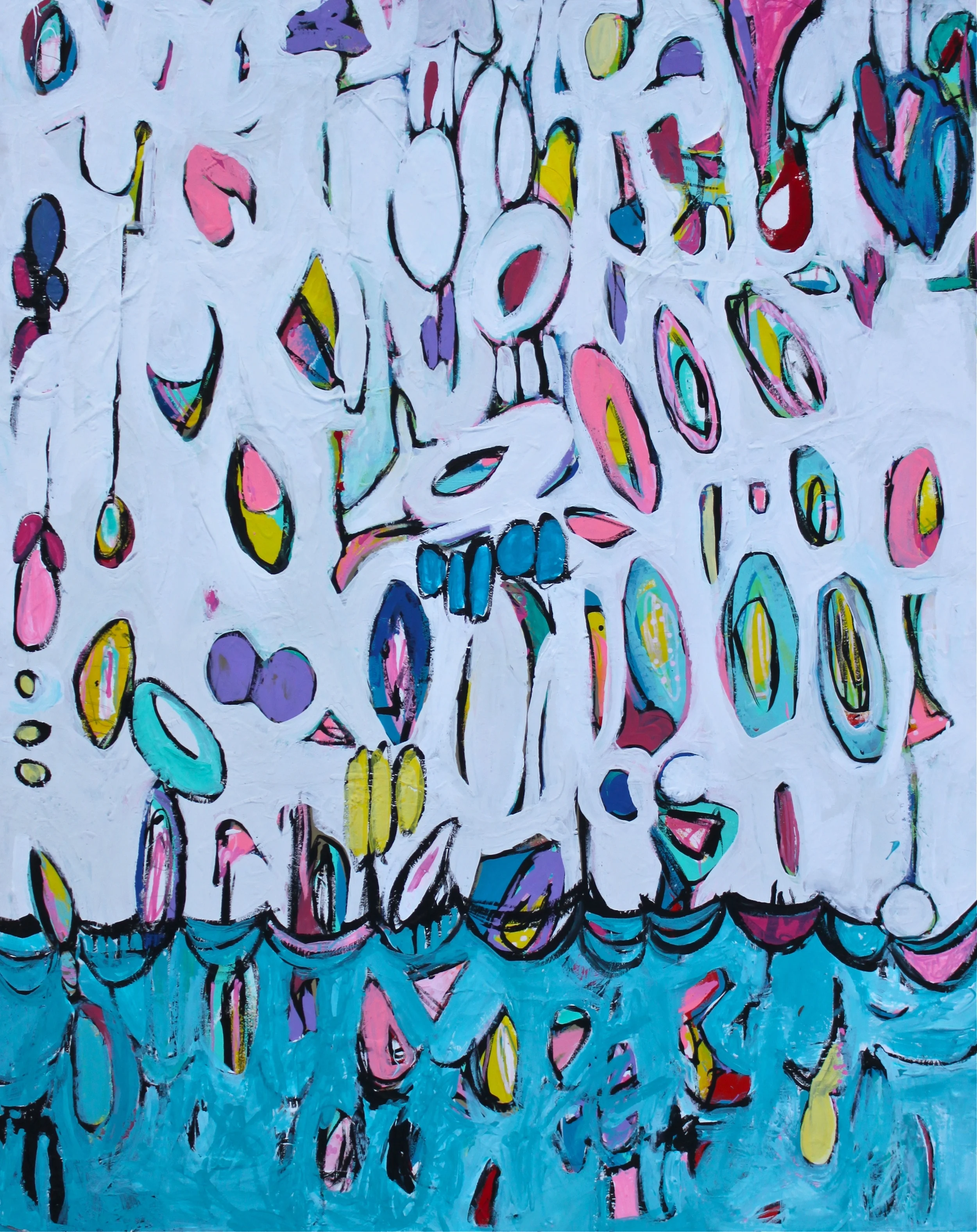 "Waves" acrylic on paper. 40in x 32in 