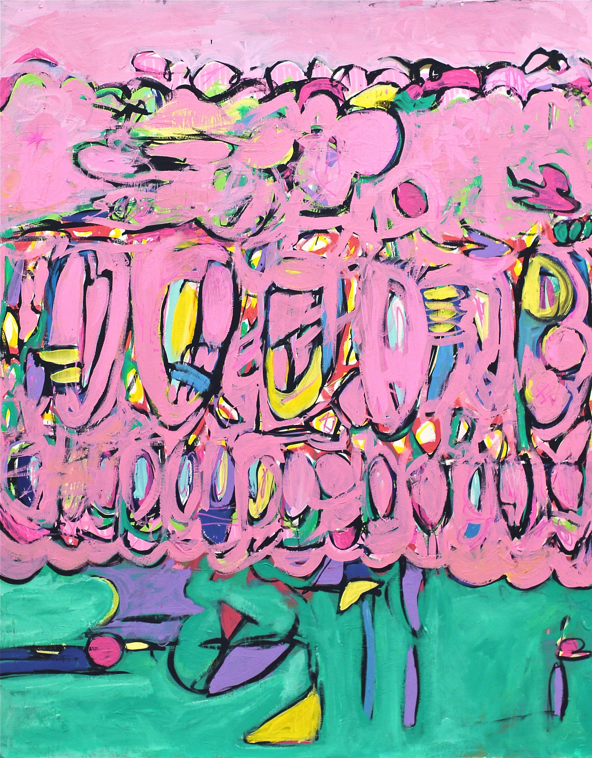 "The Pink One" acrylic on paper. 40in x 32in 