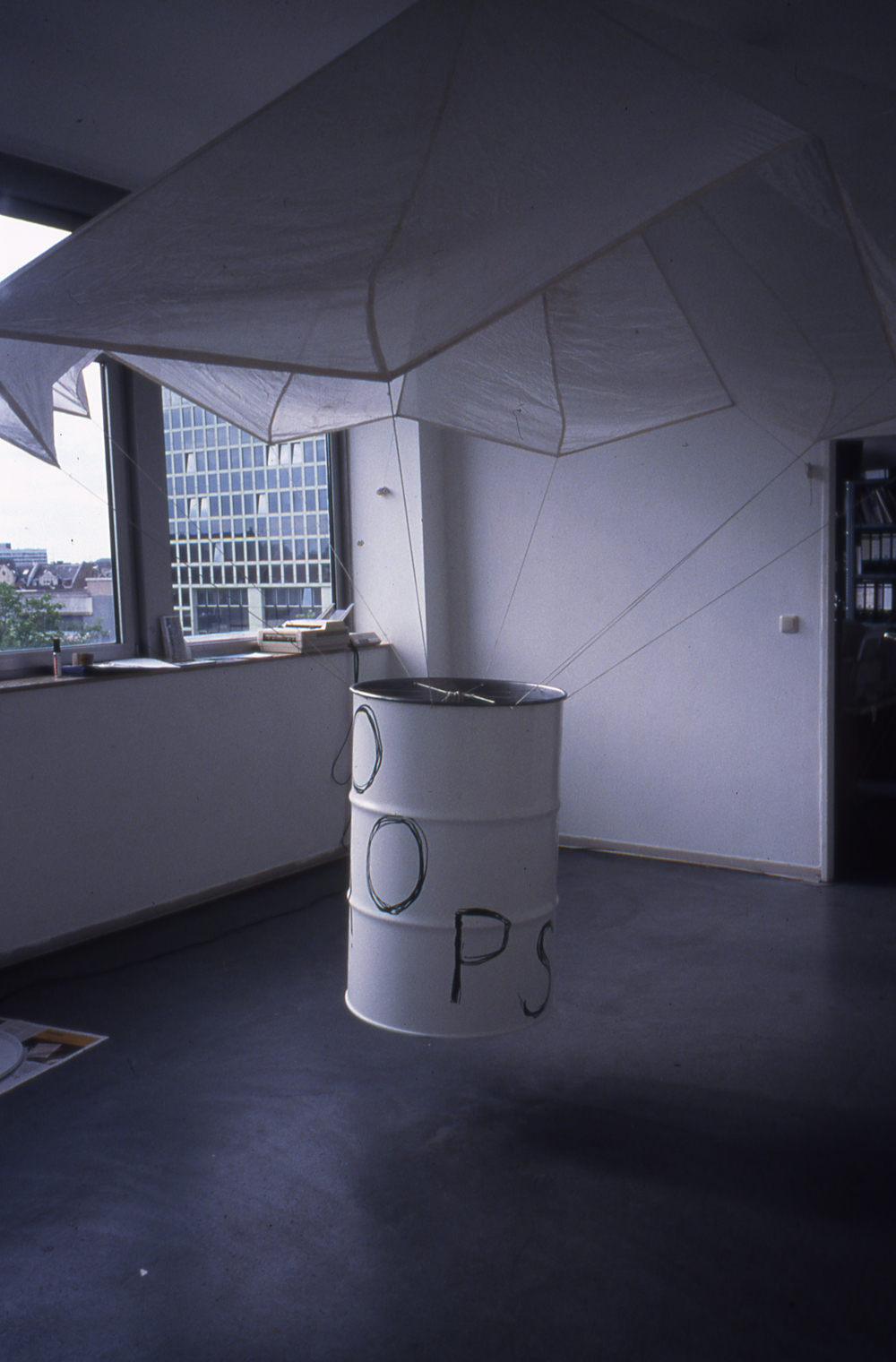  Installation view of  OOPS! (Nobody loves a hegemon)  (1999) in “OOPS! OOPS! Or Nobody Loves a Hegemon” at Galerie Christian Nagel, Cologne, 1999. 