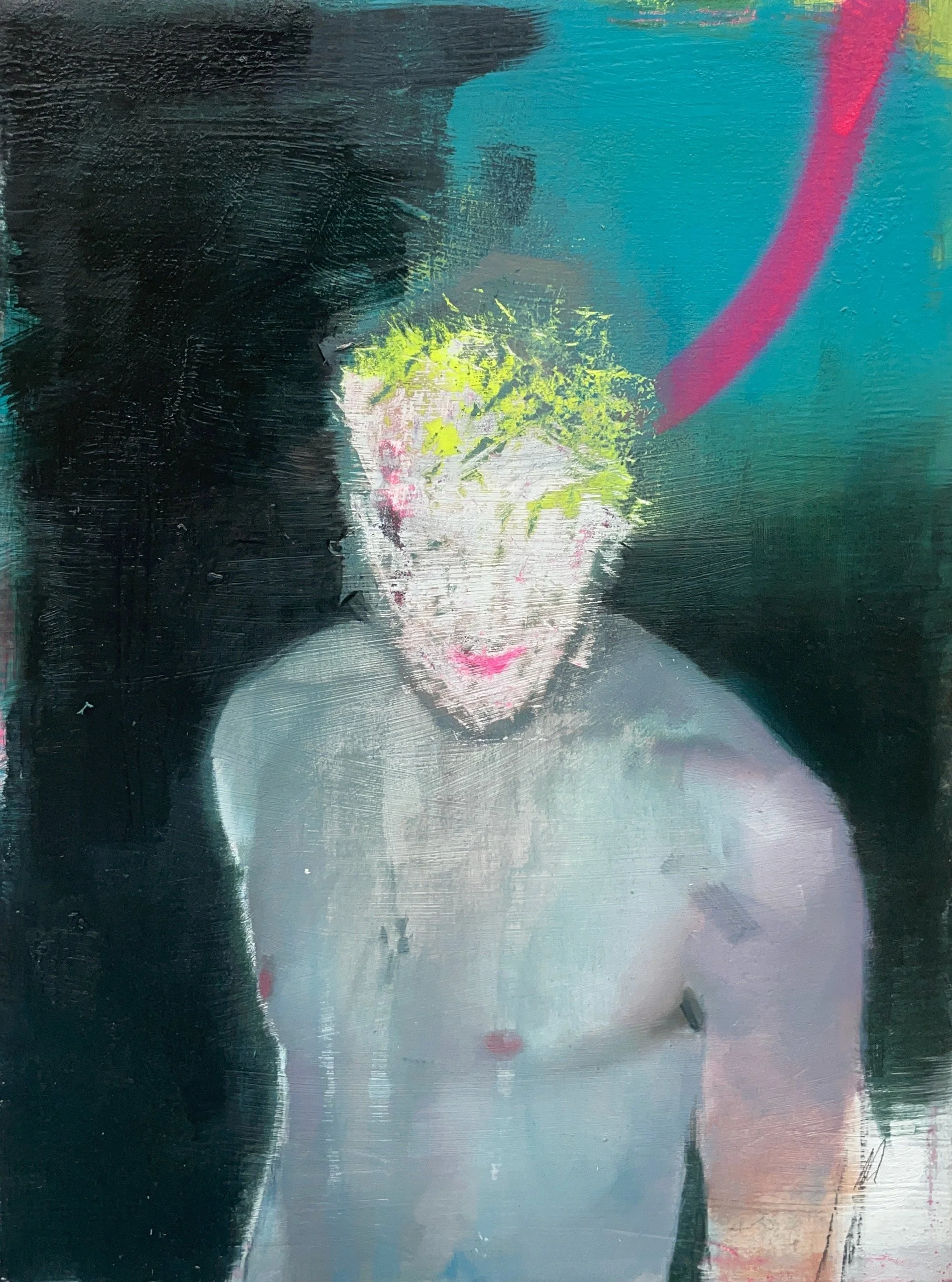   Late to the Party , 2025  Oil on canvas  9×12 inches  $550 