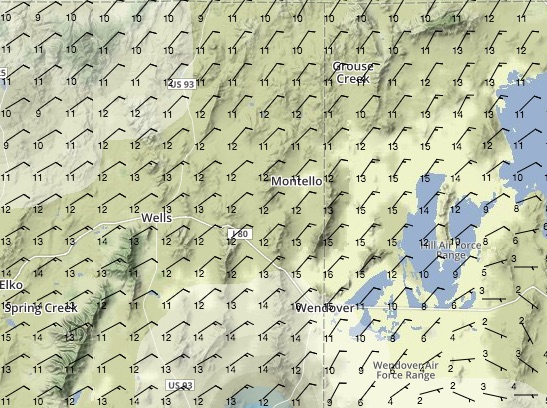 Southern Group - 10,000ft Winds at 16:00