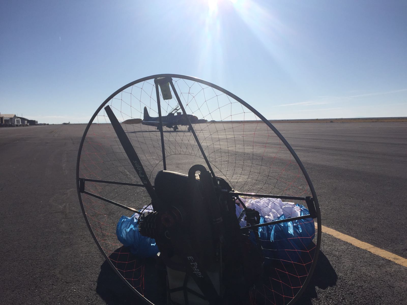 "Holy shit holy shit holy shit. That's an old blue angel and my paramotor!"